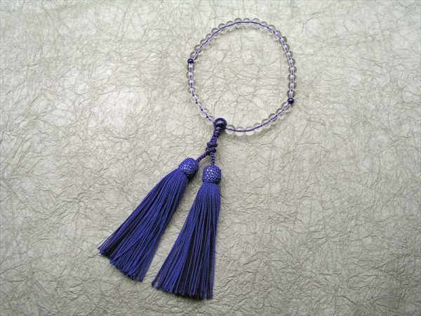 【誕生石念珠・長月（９月）】 水晶ラピスラズリ仕立飾り結び正絹彩り房