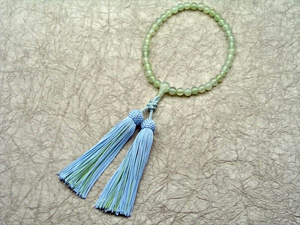 【十連十色念珠】1.グリーンオニキス共仕立飾り結び正絹彩り房