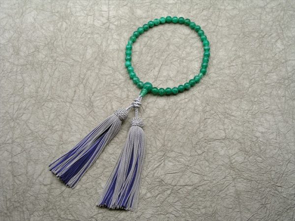 【十連十色念珠】4.龍紋瑪瑙共仕立飾り結び正絹彩り房