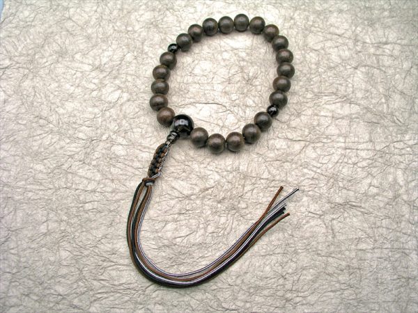 【唐木銘木念珠】2.シャム柿茶水晶仕立正絹六本紐