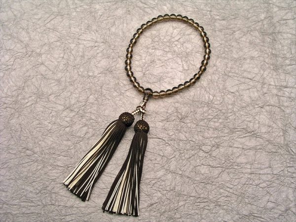 【十連十色念珠】10.茶水晶共仕立正絹彩り房