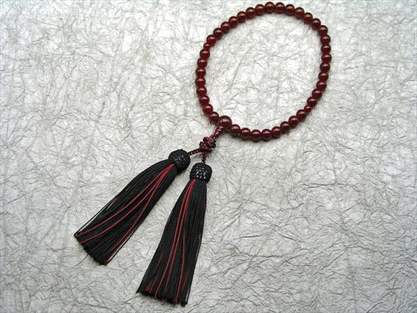【十連十色念珠】5.赤瑪瑙共仕立飾り結び正絹彩り房