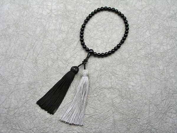 【十連十色念珠】6.黒オニキス共仕立飾り結び正絹彩り房
