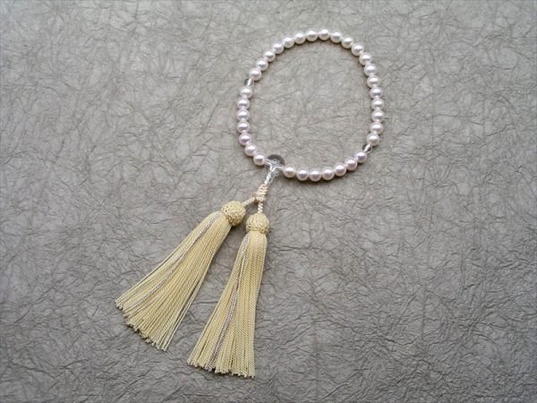 【十連十色念珠】9.淡水真珠水晶仕立正絹彩り房