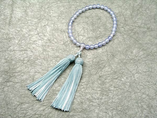 【十連十色念珠】8.ブルーカルセドニー共仕立正絹彩り房